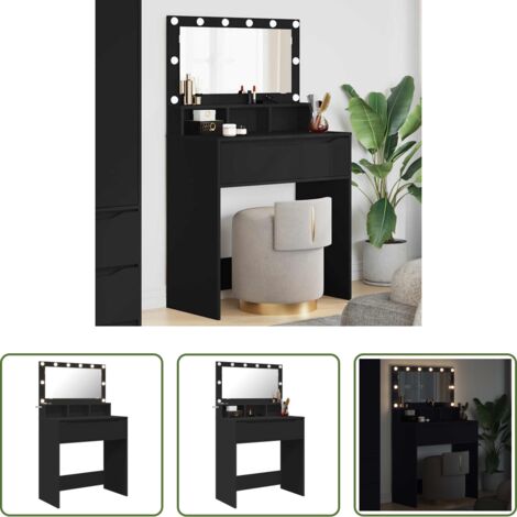 vidaXL Cassetti - Tavoli da Trucco per Camera da Letto Nero 80 x 39,6 x 135 cm
