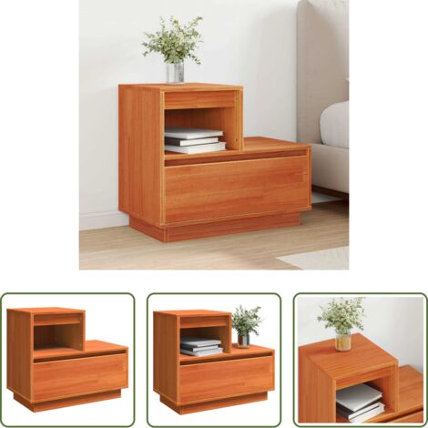 vidaXL Cassettiera -  Armadio da Notte con cassetto Marrone cerato 60 x 34 x 51 cm