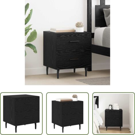 vidaXL Cassettiera -  Armadio da Notte con cassetto Rovere Nero 40 x 35 x 47,5 cm