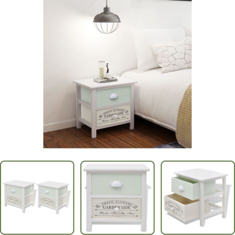vidaXL Cassettiera -  Comodino Francese Set 2 pz in Legno