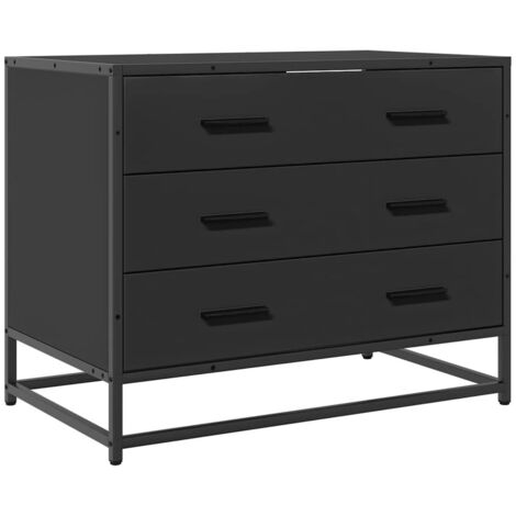vidaXL Cassettiera Nera 70x41x56 cm in Legno Multistrato