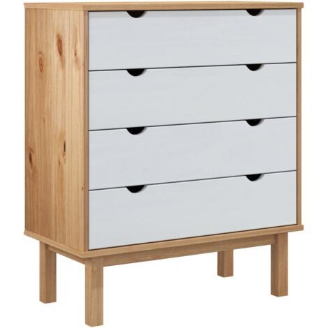 vidaXL Cassettiera OTTA Marrone e Bianco 76,5x39,5x90 cm Legno di Pino