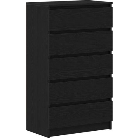 vidaXL Cassettiera Rovere Nero 60x36x103 cm in Legno Multistrato