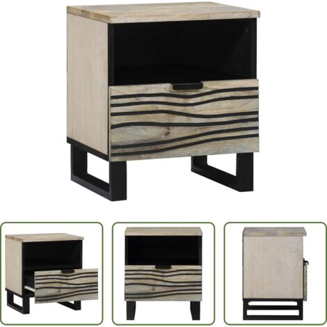 vidaXL Cassetto -  Armadio da Notte con cassetto Bianco e Nero 40 x 33 x 46 cm