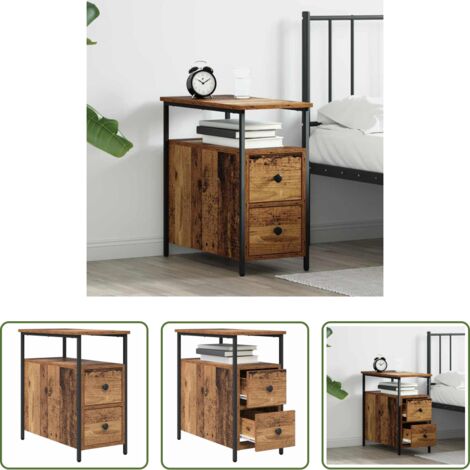 vidaXL Cassetto -  Armadio da Notte con cassetto Legno vecchio 30 x 60 x 60 cm