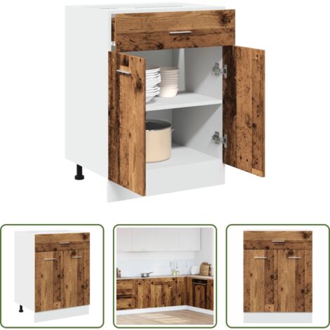 vidaXL Cassetto da cucina -  Cassettiera “Lyon” Inferiore Legno Antico 60x46x81,5 cm