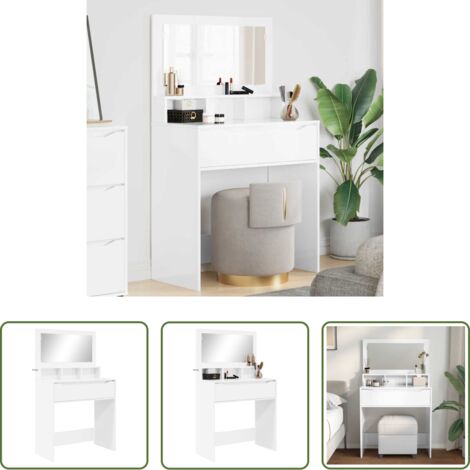 vidaXL Cassetto - Tavoli da Trucco per Camera da Letto con cassetto Bianco Lucido