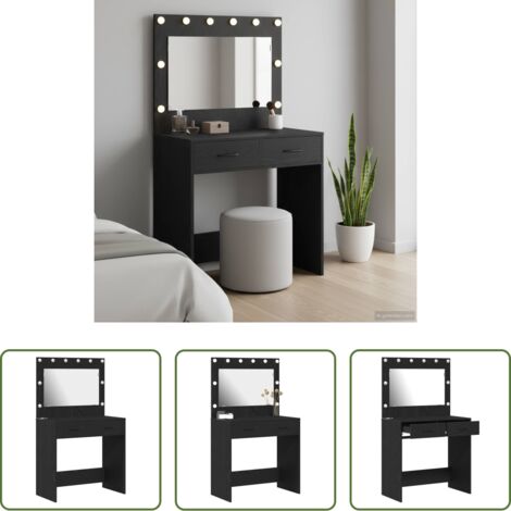 vidaXL Cassetto - Tavolo da Trucco con cassetto Rovere Nero 78,5 x 41 x 135 cm