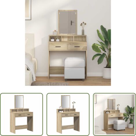 vidaXL Cassetto - Tavolo da Trucco con cassetto Rovere Sonoma 79 x 41 x 140 cm