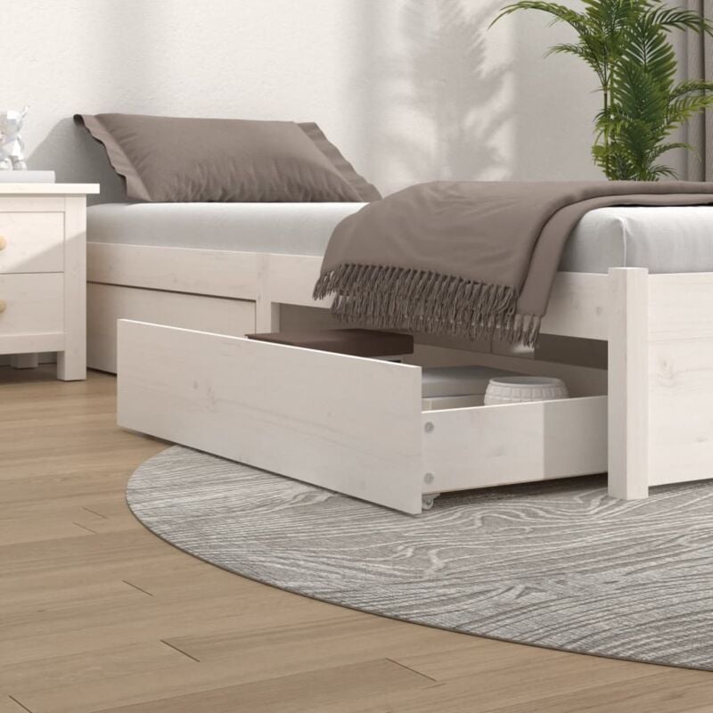 Cassettoni da Letto 4 pz in Legno Massello di Pino Bianco - Vidaxl