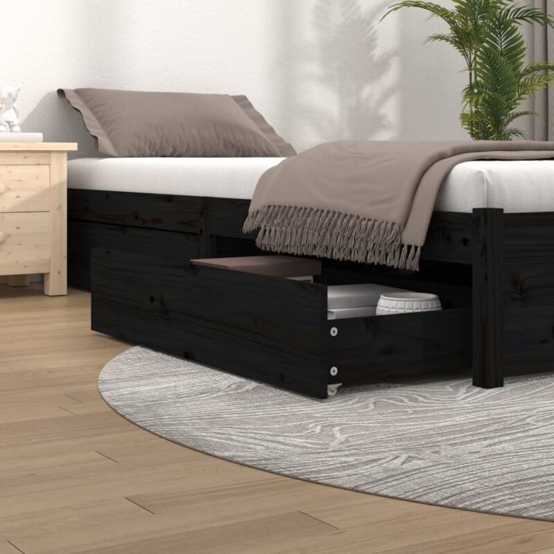 Cassettoni da Letto 4 pz in Legno Massello di Pino Nero - Vidaxl