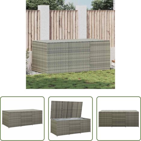 vidaXL Cassone in acciaio -  Baule da Giardino in Polyrattan 180x90x70 cm Grigio