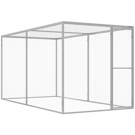 main image of "vidaXL Cat Cage 3x1.5x1.5 m Galvanised Steel - Silver"