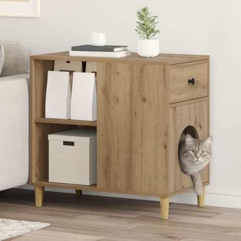 vidaXL  Cat House  Artisian Oak 72 x 42.5 x 70 cm Engineered Wood