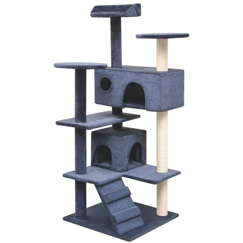 Cat Tree With Sisal Scratching Posts 125 Cm Dark Blue Vidaxl