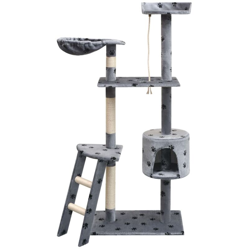 Cat Tree With Sisal Scratching Posts 150 Cm Paw Prints Grey Vidaxl