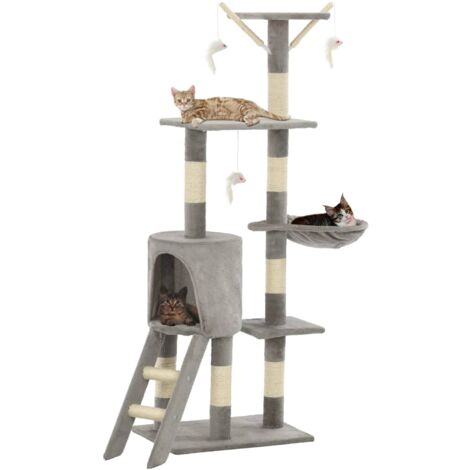 vidaXL Cat Tree with Sisal Scratching Posts 138 cm Grey