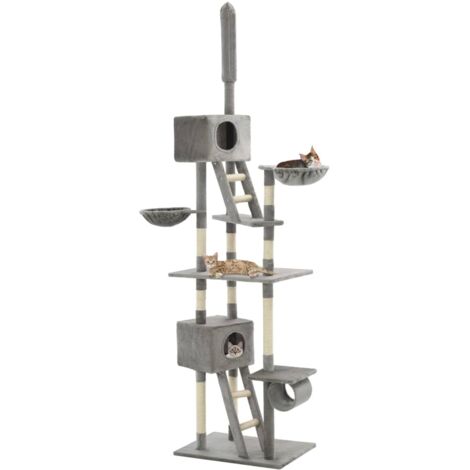 vidaXL Cat Tree with Sisal Scratching Posts 230-260 cm Grey