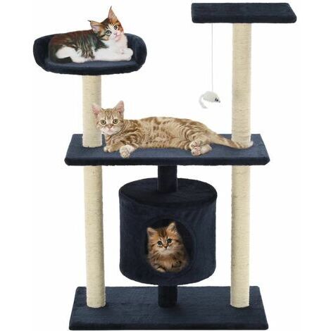 vidaXL Cat Tree with Sisal Scratching Posts 95 cm Dark Blue