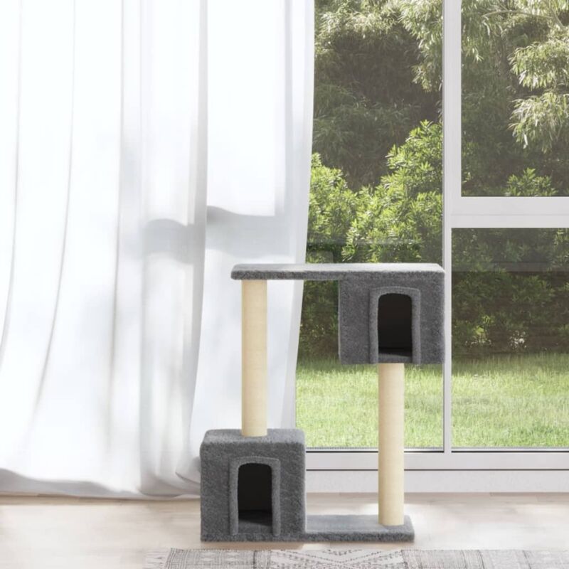 Cat Tree With Sisal Scratching Posts Light Grey 60 Cm Vidaxl