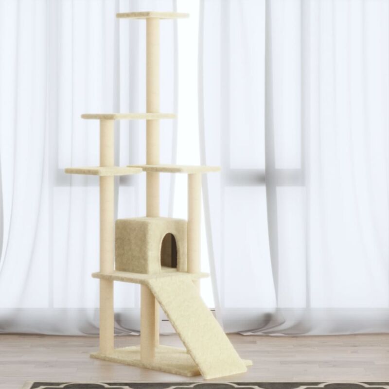 Cat Tree With Sisal Scratching Posts Cream 155 Cm Vidaxl