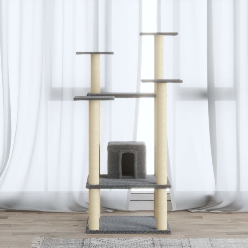 Cat Tree With Sisal Scratching Posts Light Grey 110 Cm Vidaxl