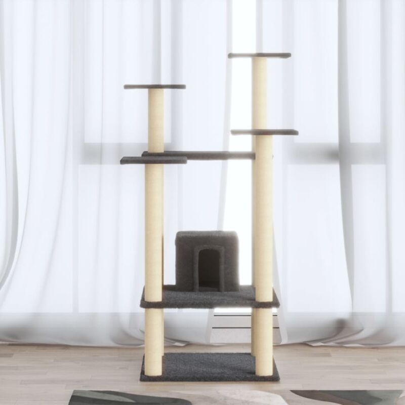 Cat Tree With Sisal Scratching Posts Dark Grey 110 Cm Vidaxl