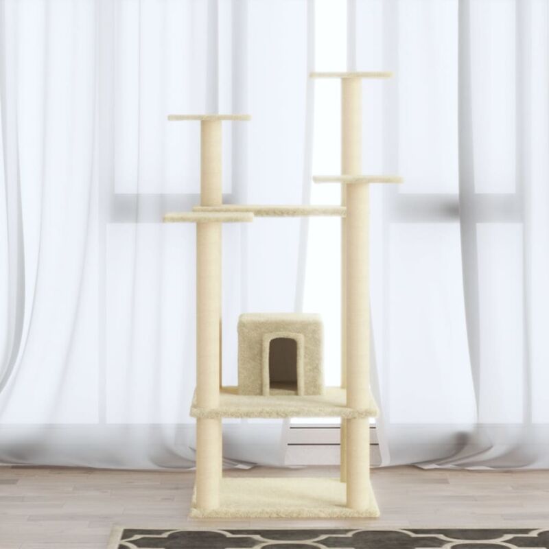 Cat Tree With Sisal Scratching Posts Cream 110 Cm Vidaxl
