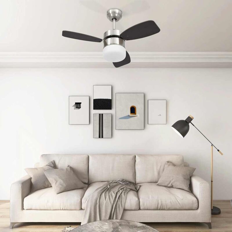 Vidaxl - Ceiling Fan with Light and Remote Control 76 cm Dark Brown