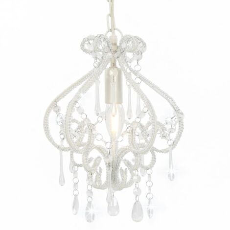 vidaXL Ceiling Lamp with Beads White Round E14