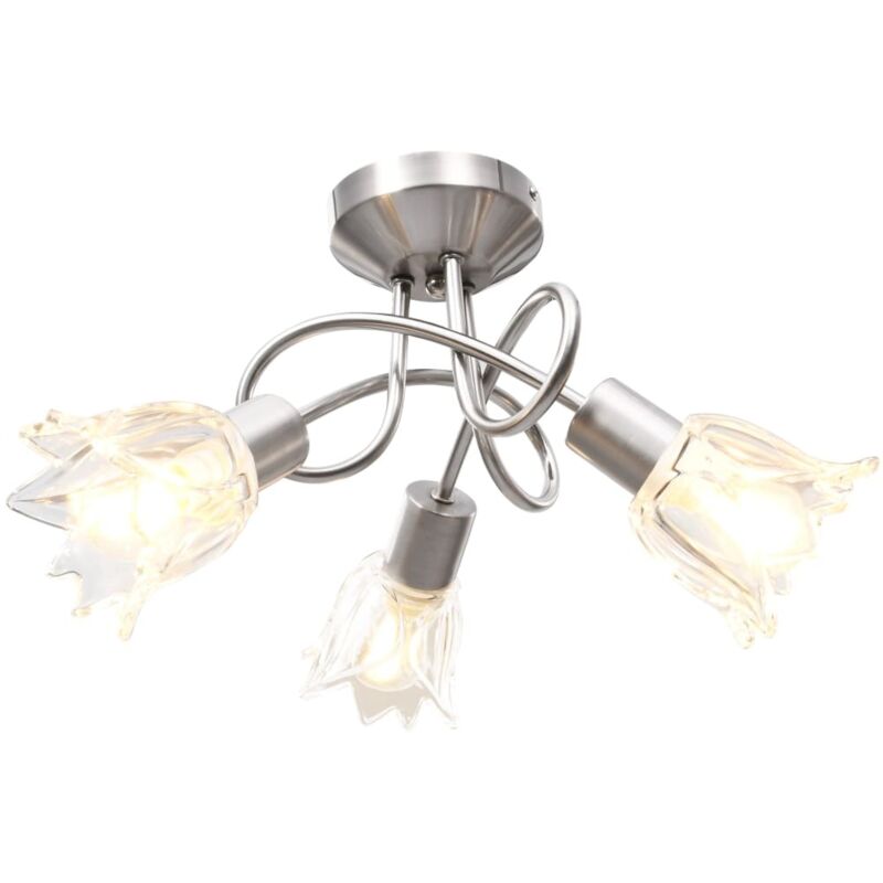 Vidaxl - Ceiling Lamp with Transparent Glass Shades for 3 E14 Bulbs Tulip