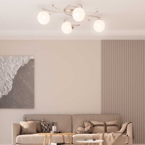 vidaXL Ceiling Lamp with Round Glass Shades for 4 G9 LED Lights