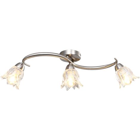 vidaXL Ceiling Lamp with Transparent Glass Shades for 3 E14 Bulbs Tulip - Transparent
