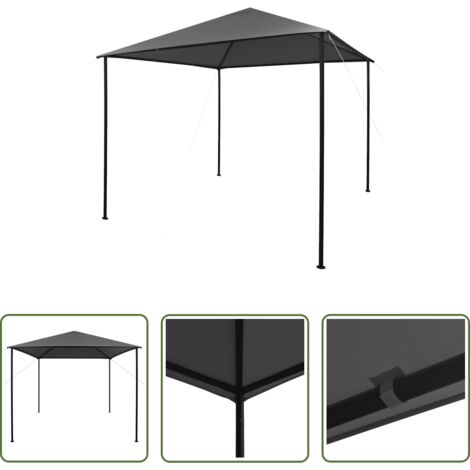 vidaXL Cenador al aire libre -  Cenador tela y acero gris antracita 180 g/m² 3x3 m