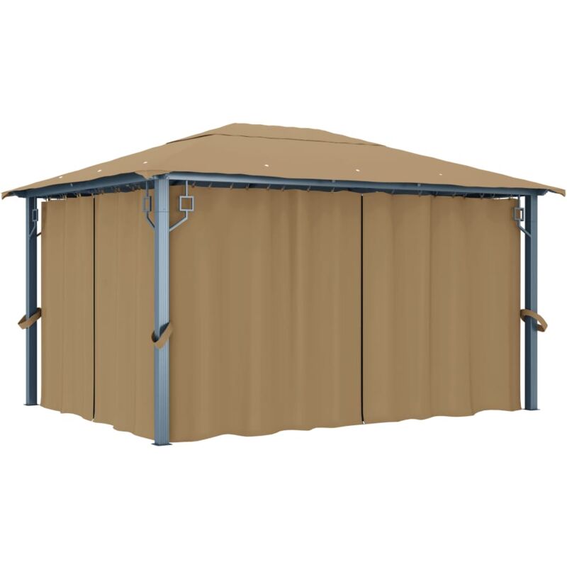 

Cenador con cortina gris taupe aluminio 400x300 cm - Gris Topo - Vidaxl
