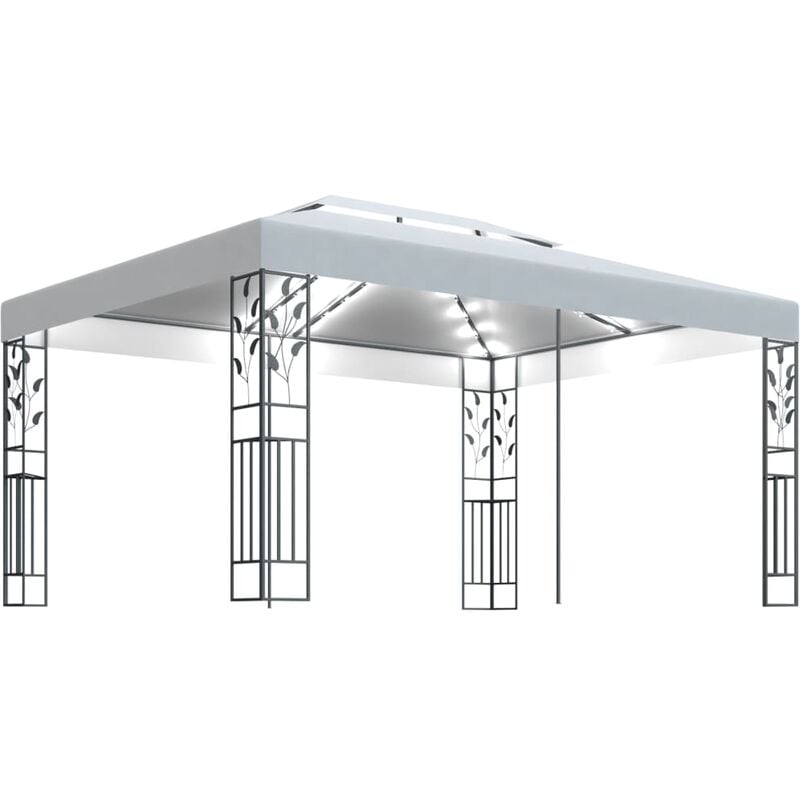 

Vidaxl - Cenador con doble techo y tira de luces LED blanco 3x4 m - Blanco