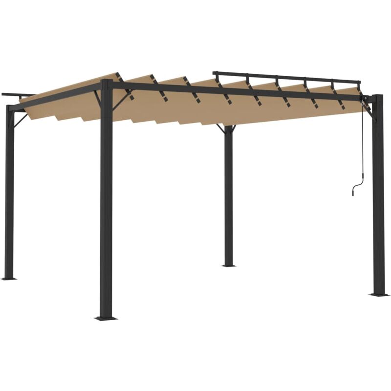 

Cenador con techo persiana 3x3 m tela y aluminio gris taupé - Gris Topo - Vidaxl