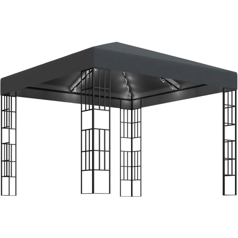 

Vidaxl - Cenador con tira de luces LED 3x3 m gris antracita - Antracita