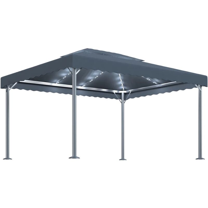 

Vidaxl - Cenador con tira de luces LED aluminio antracita 400x300 cm - Antracita