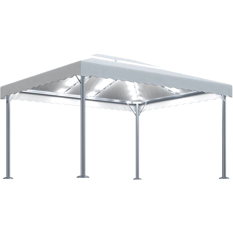 

vidaXL Cenador con tira de luces LED aluminio crema 400x300 cm - Crema