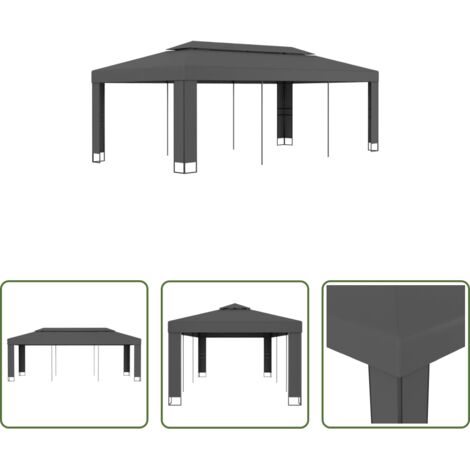 vidaXL Cenador para eventos -  Cenador con doble techo gris antracita 3x6 m