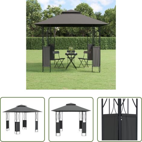 vidaXL Cenador para fiestas -  Cenador con tejado acero gris antracita 300x300x270 cm