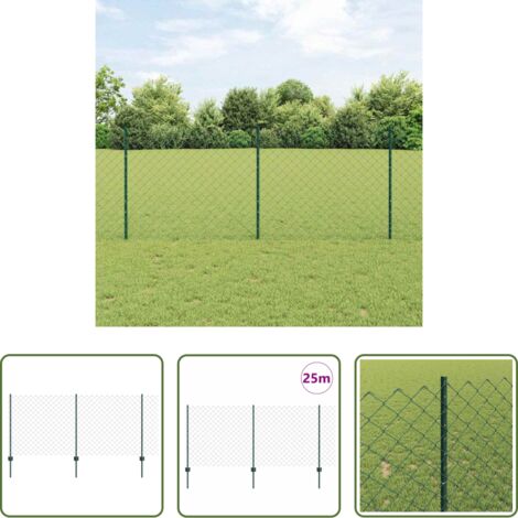 vidaXL Cerca de acero -  Valla con Poste Verde 1 x 25 m Acero