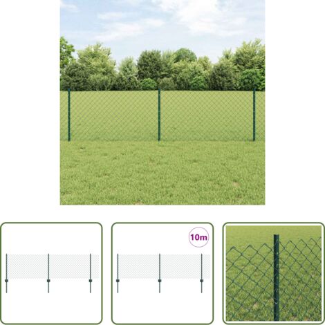 vidaXL Cerca de acero y PVC -  Valla con Poste Verde 0,6 x 10 m Acero y PVC