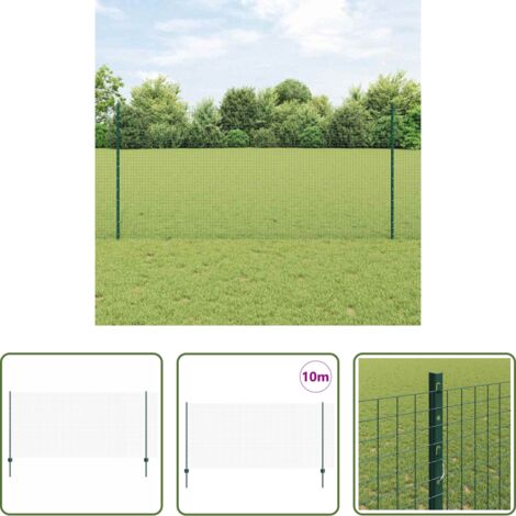 vidaXL Cerca de acero y PVC -  Valla con Poste Verde 1,2 x 10 m Acero y PVC