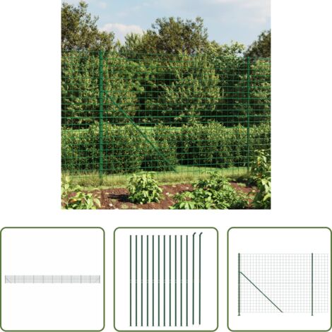 vidaXL Cerca de alambre galvanizado -  Cerca de alambre con brida verde 2x25 m