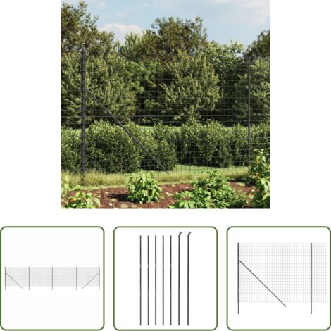 vidaXL Cerca de jardín -  Cerca de alambre de acero galvanizado gris antracita 2x10 m