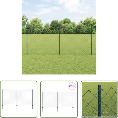 vidaXL Cerca de jardín -  Valla con Poste Verde 1,2 x 25 m Acero y PVC