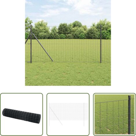 vidaXL Cerca de PVC -  Cerca Euro Gris 1 x 10 m Hierro recubierto de PVC