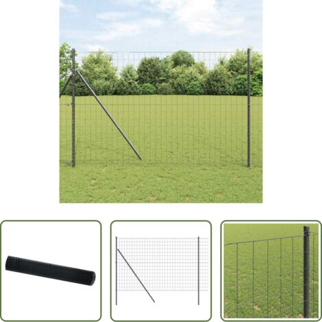 vidaXL Cerca de PVC -  Euro Valla Gris 1,6 x 10 m Hierro recubierto de PVC